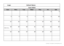 2023 School Monthly Printable Calendar