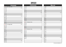 Editable 2023 Three Month Calendar