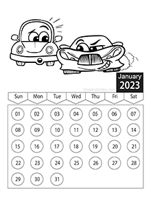 2023 Vehicle Coloring Calendar