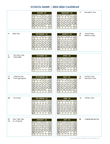 2023 Vertical Yearly Calendar Aug-July