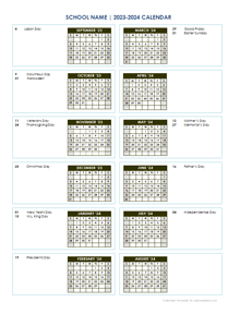 2023 Vertical Yearly Sep-Aug Calendar