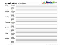 2023 Weekly Menu Planner