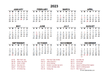 2023 Year at a Glance Calendar with Australia Holidays