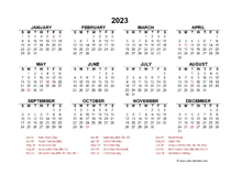 2023 Year at a Glance Calendar with Germany Holidays