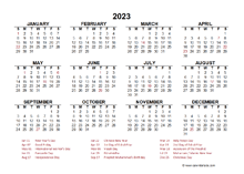 2023 Year at a Glance Calendar with Indonesia Holidays