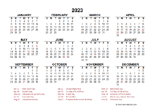 2023 Year at a Glance Calendar with Philippines Holidays