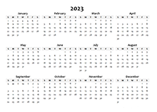 2023 Yearly Blank Calendar Template