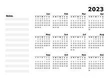 2023 Yearly Calendar Blank Minimal Design