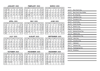 2023 Yearly Calendar PDF