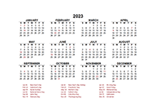 2023 Yearly Calendar Template Excel