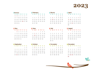 2023 Yearly Canada Calendar Design Template