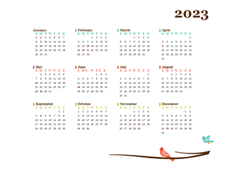 2023 Yearly Editable Word Calendar Template