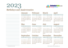 2023 Yearly Family Calendar