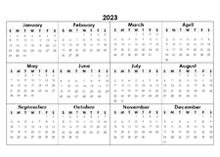 2023 Yearly Mini Calendar Template
