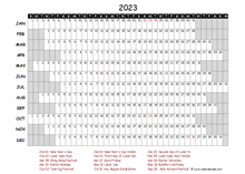 2023 Yearly Project Timeline Calendar Hong Kong