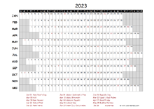 2023 Yearly Project Timeline Calendar India