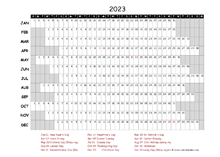 2023 Yearly Project Timeline Calendar Thailand