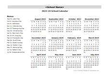 2023 Yearly School Aug-Jul Calendar With Holidays