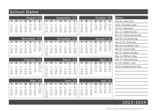 2023 Yearly School Horizontal Calendar Aug