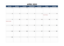April 2023 Calendar Blank