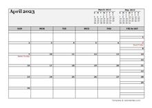 April 2023 CalendarEditable