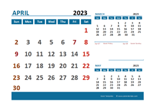 April 2023 Excel Calendar with Holidays