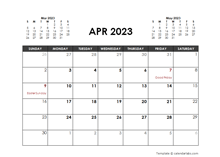 April 2023 Calendar Free Printable