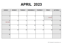 April 2023 PDF Calendar