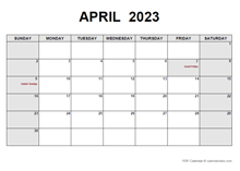 April 2023 Calendar Pdf