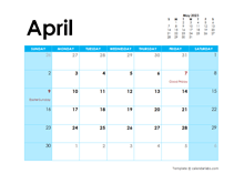 April 2023 Calendar with Holidays