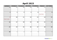 April 2023 Calendar Word