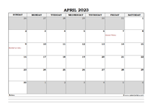April 2023 Planner Excel