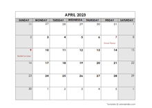 April 2023 Printable Calendar