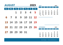 August 2023 CalendarExcel With Holidays