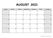 August 2023 PDF Calendar