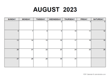 August 2023 Calendar Pdf