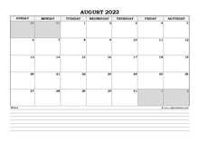 August 2023 Planner Excel