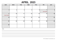 Blank April 2023 Calendar-pdf