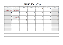 Blank January 2023 Calendar-pdf