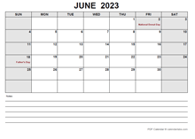 Blank June 2023 Calendar-pdf