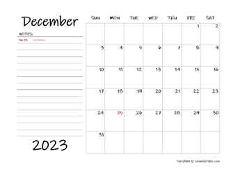 December 2023 Appointment Word Calendar