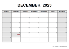 December 2023 PDF Calendar