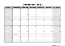 December 2023 Calendar Word