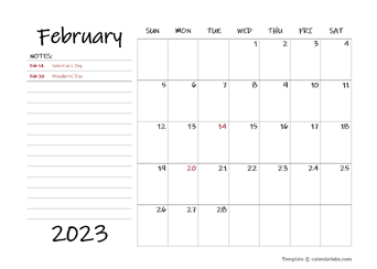 February 2023 Appointment Word Calendar
