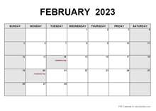 February 2023 PDF Calendar