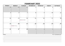 February 2023 Planner Excel