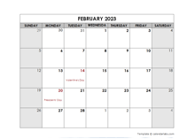 February 2023 Printable Calendar