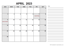 Free Printable April 2023 Calendar PDF