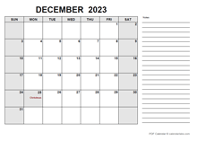 Free Printable December 2023 Calendar PDF