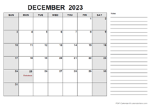 Free Printable December 2023 Calendar Pdf